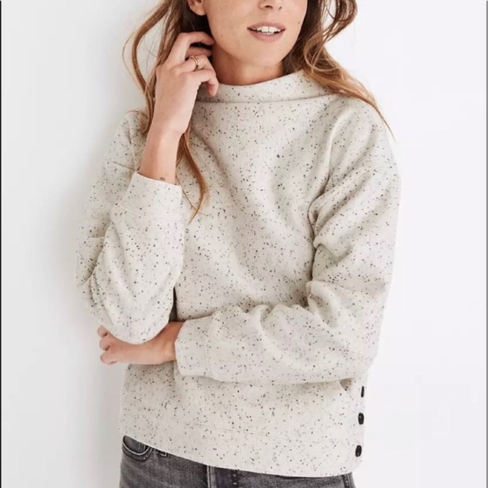 Madewell Donegal Mockneck Cream Speckled Sweater